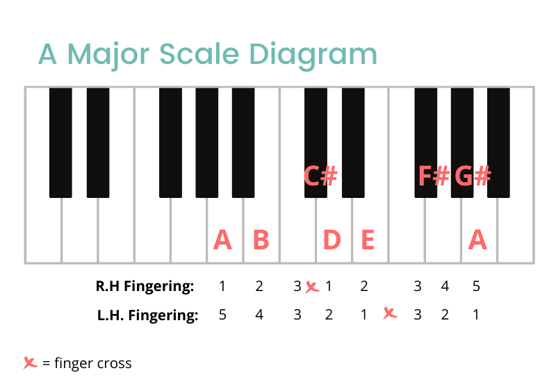 A Major Scale On The Piano Notes Fingerings More A Major Scale On The Piano Notes Fingerings More
