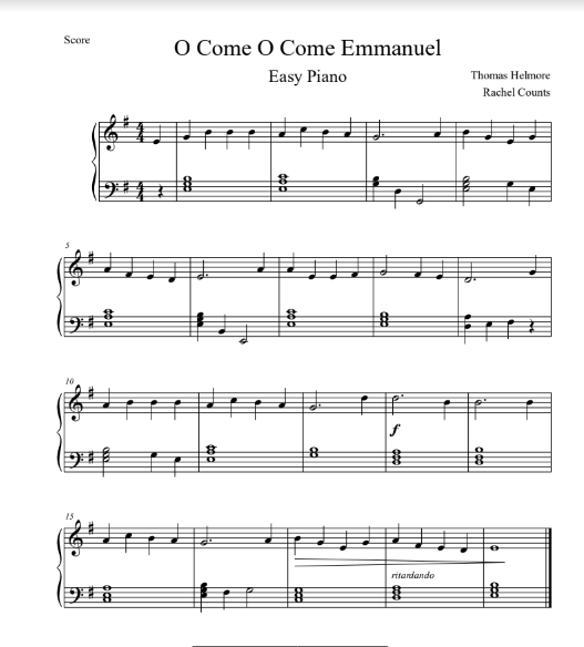 FREE O Come O Come Emmanuel Piano Sheet Music