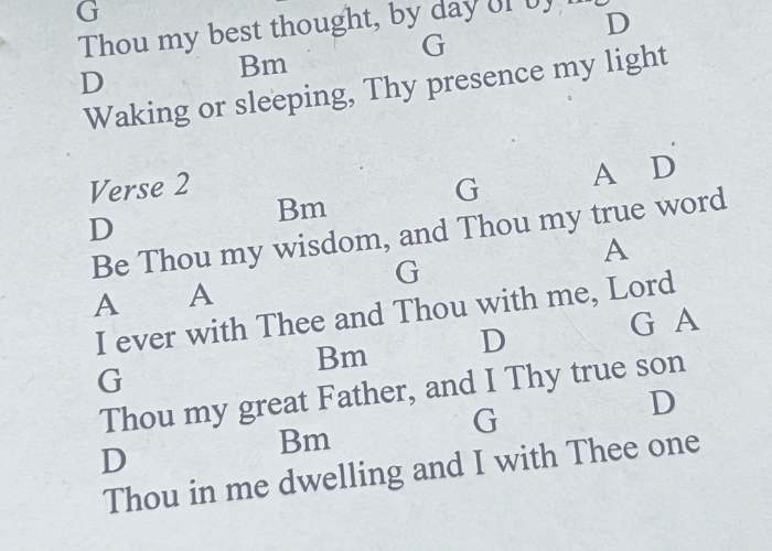 FREE Be Thou My Vision Chord Charts 3 Keys 