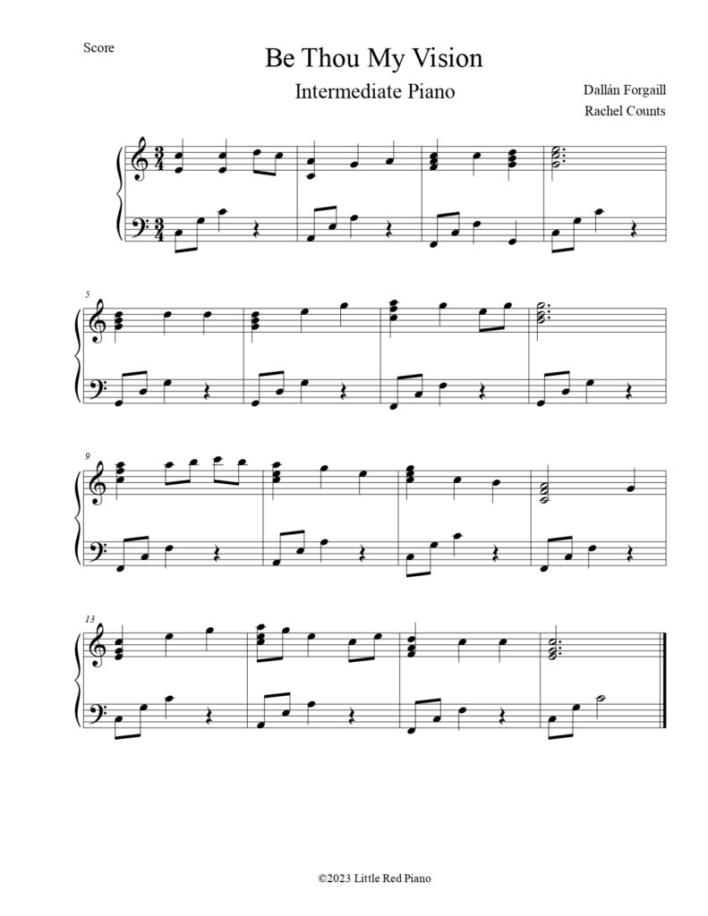 be thou my vision sheet music key of C easy